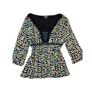 Green and Blue Floral Blouse